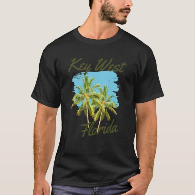 T-shirt Plage tropicale de Key West Floride Palmier corres (Devant)