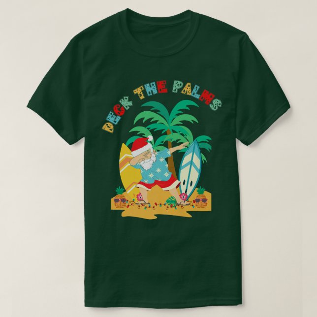 T-shirt Plage tropicale de Père Noël Xmas Dabbing  (Design devant)
