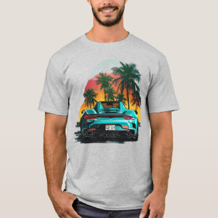 T-shirt Plage Turquoise Turbo Sports Voiture Ado Guy Race 