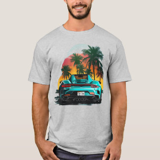 T-shirt Plage Turquoise Turbo Sports Voiture Ado Guy Race