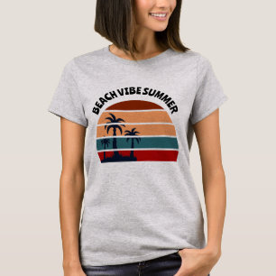 T-shirt Plage Vibe Summer Palm Tree femme coucher de solei