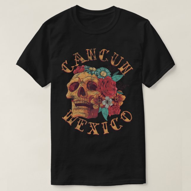 T-shirt Plage vintage Cancun Plage Mexique Tattoo Enk Crân (Design devant)