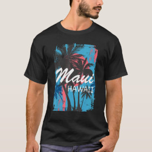 T-shirt Plage vintage de palmiers de Maui Hawaii Hawaiian