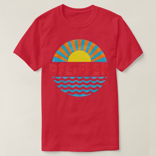 T-shirt Plage vintage Pfeiffer Soleil Et Vagues (Design devant)
