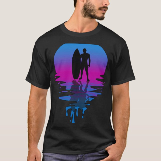 T-shirt Plage vintage Retro Sunset Surfer (Devant)