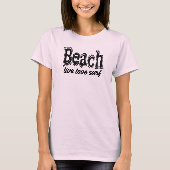 T-shirt Plage (vivre amour surf) (Devant)