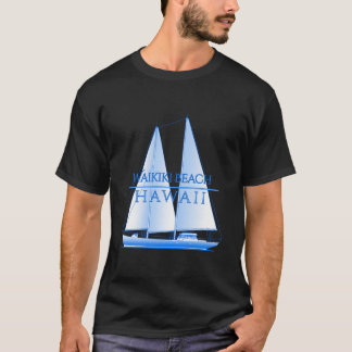 T-shirt Plage Waikiki Hawaii Navigation Voile Marin