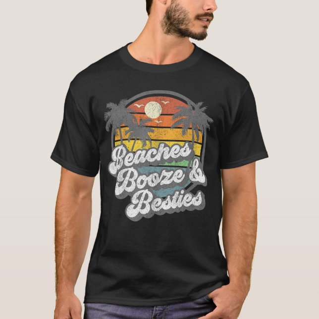 T-shirt Plages Booze et Besties Funny Retro les années 70  (Devant)