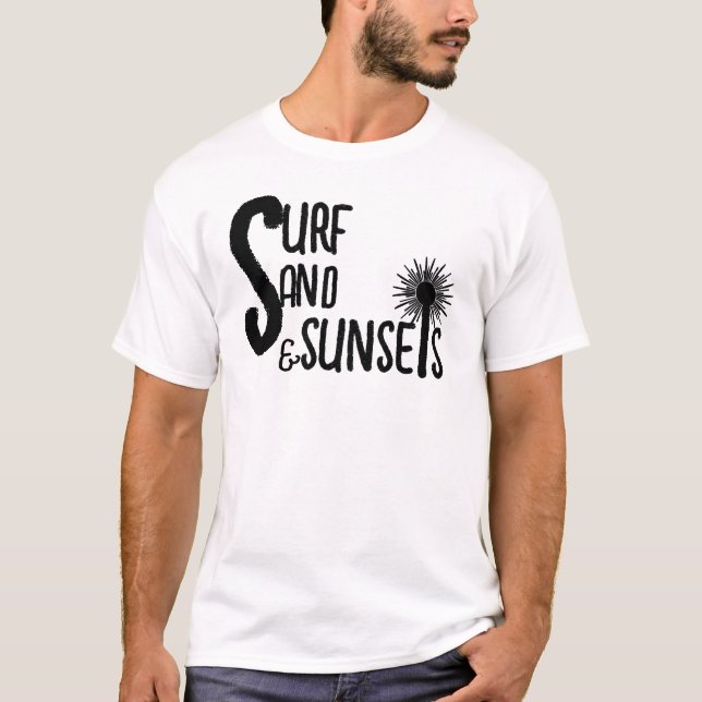 T-Shirt Plages Coucher de Soleil Surf Vibes (Devant)