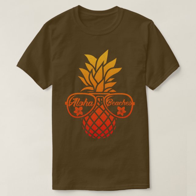 T-shirt Plages d'Aloha à l'ananas Hawaii Été hawaïen (2) (Design devant)