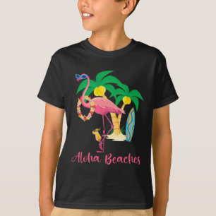 T-shirt Plages d'Aloha Fleurs hawaïennes Flamant rose Flor