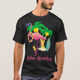 T-shirt Plages d'Aloha Fleurs hawaïennes Flamant rose Flor