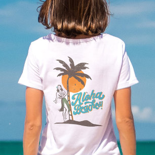 T-shirt Plages d'Aloha Hula Girl Hawaii Hawaii Retro Hawai