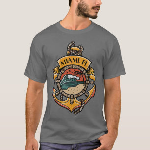 T-shirt Plages de Miami Floride Plages Bateau Voile Pêche