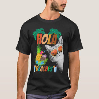 T-shirt Plages Hola Chat portant des lunettes pour homme e