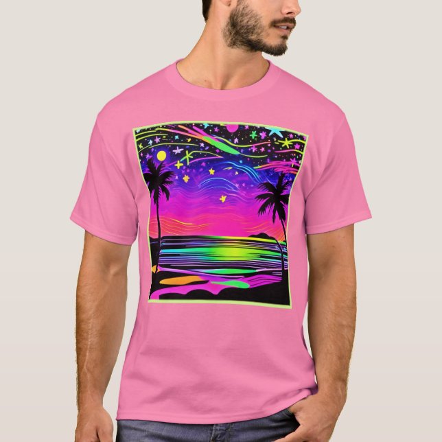 T-shirt Plages néon la nuit (Devant)