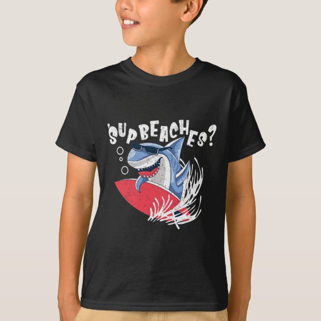 T-shirt Plages Sup Funny Shark Summer Beach Lover Mème Va (Devant)