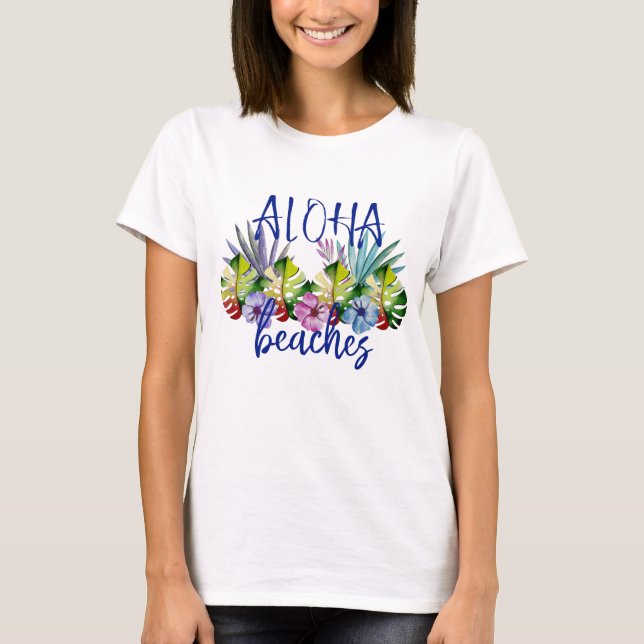 T-shirt Plages tropicales d'Aloha Feuilles hawaïens (Devant)
