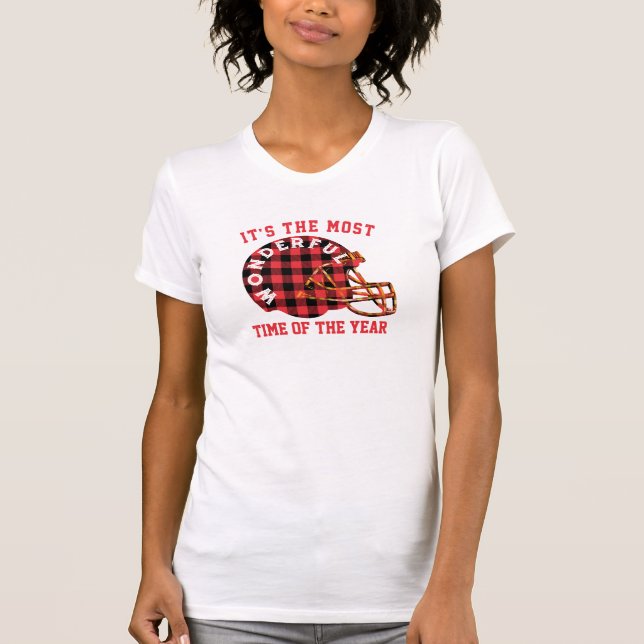 T-shirt Plaid Christmas Football Girami Tee, Custom (Devant)