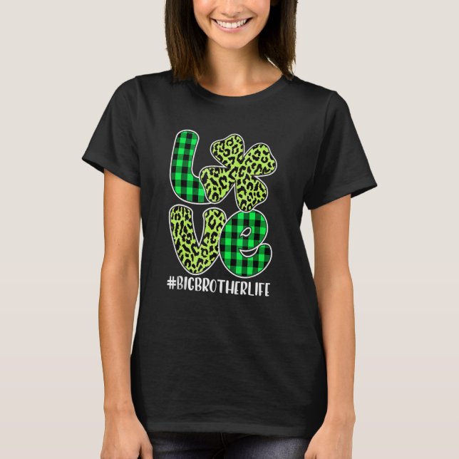 T-shirt Plaid Love Big Brother Shamrock St. Patricks Jour  (Devant)