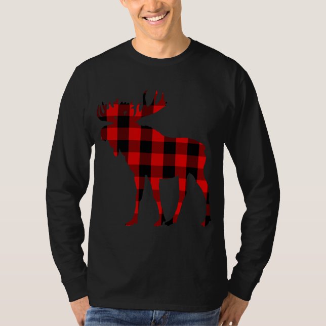 T-shirt Plaid rouge de Moose Buffalo (Devant)
