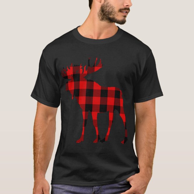 T-shirt Plaid rouge de Moose Buffalo (Devant)
