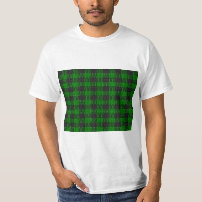 T-shirt Plaid vert et noir (Devant)