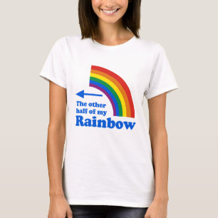 T-shirt Plaine à moitié gauche gaie d'arc-en-ciel d'humo