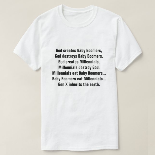T-shirt Plaisanterie millénaire drôle de baby boomer de la (Design devant)