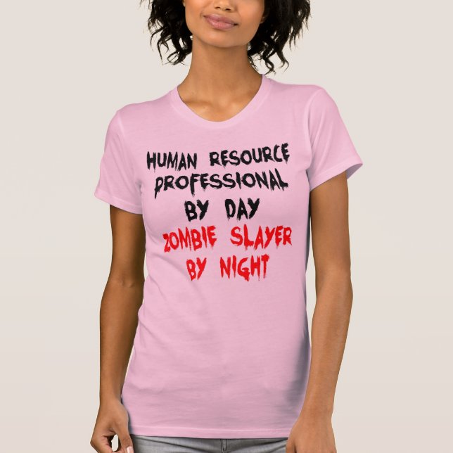 T-shirt Plaisanterie Zombie professionnelle des ressources (Devant)