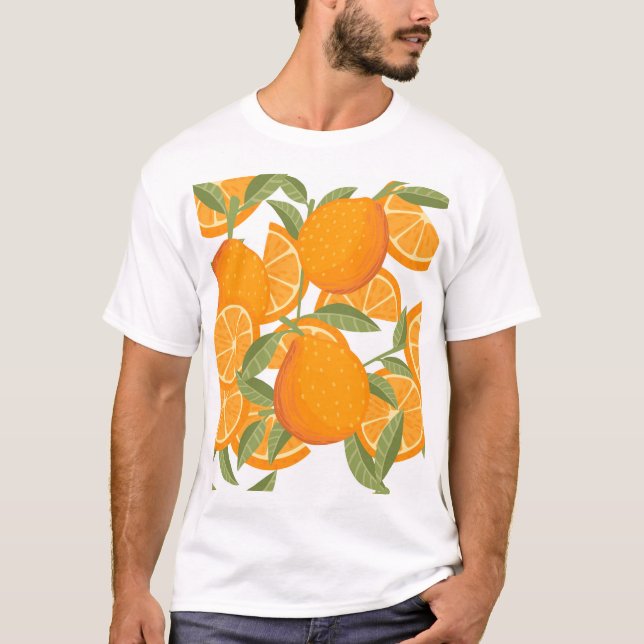 T-shirt Plaisir aux agrumes : Motif aux fruits orange (Devant)
