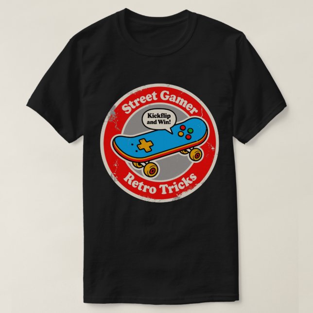 T-shirt Plaisir de skateboard avec des astuces rétro de jo (Design devant)