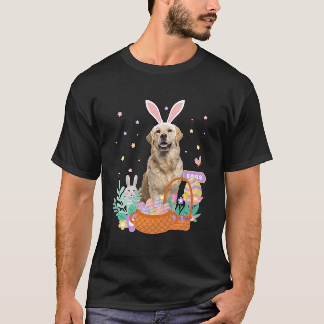 T-shirt Plaisir Pâques or repêcheur chien oeufs chasser pa (Devant)