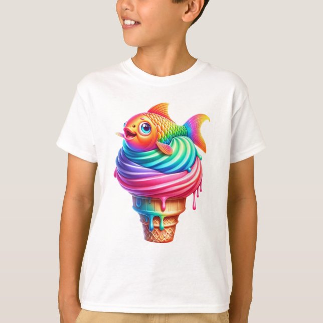 T-shirt Plaisir Poisson Dessert Poisson Glace Cône (Devant)