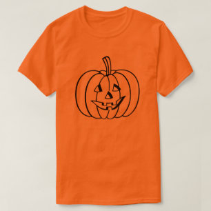 T-shirt Plan Citrouille Jack-O-Lantern noir sur Orange