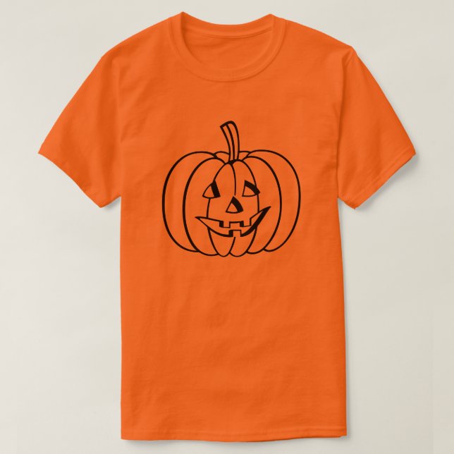 T-shirt Plan Citrouille Jack-O-Lantern noir sur Orange (Design devant)