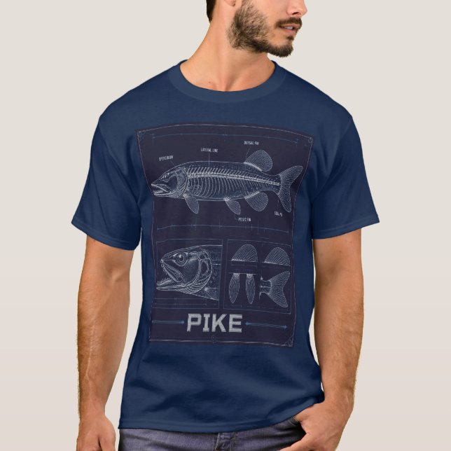 T-shirt Plan d'anatomie de brochet (Devant)