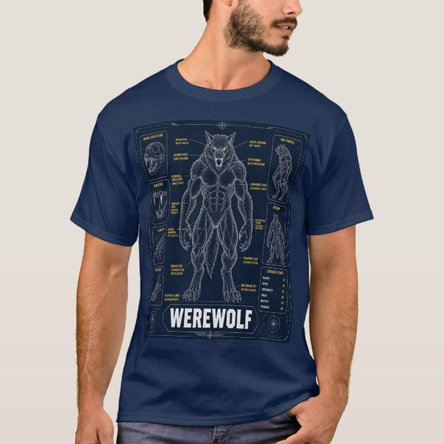 T-shirt Plan d'anatomie de loup-garou (Devant)