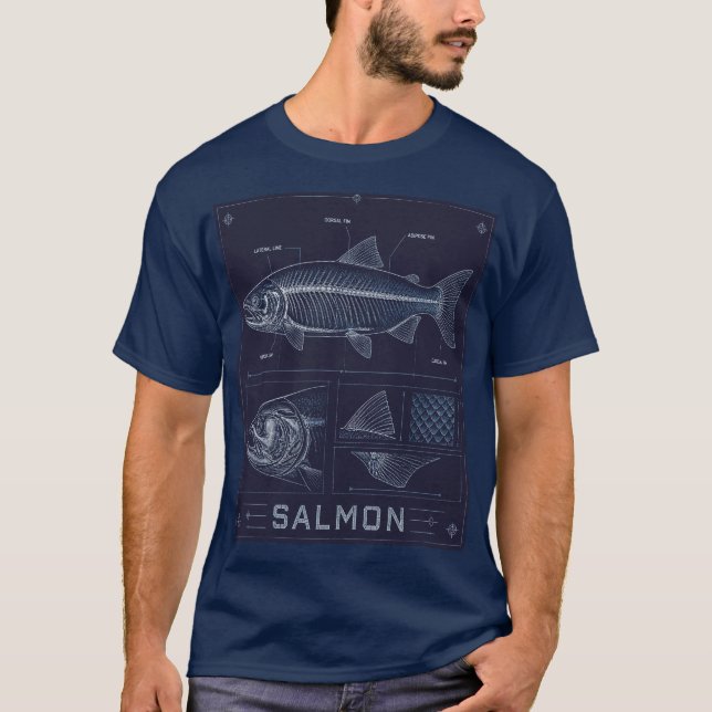 T-shirt Plan d'anatomie de saumon (Devant)