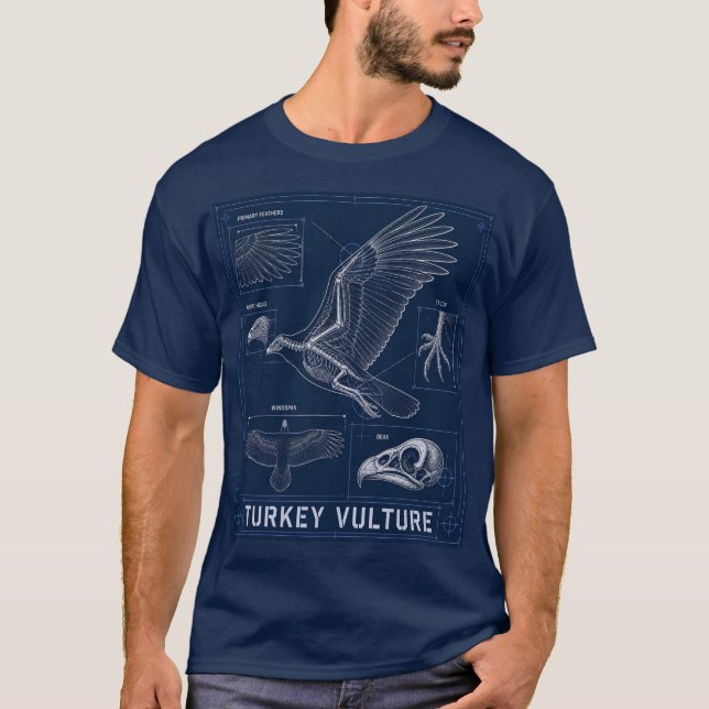 T-shirt Plan d'anatomie du Vautour à tête rouge (Devant)