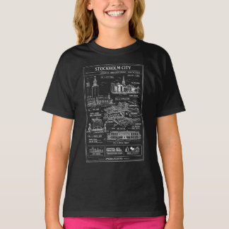 T-shirt Plan d'architecture monochrome de monument de Stoc