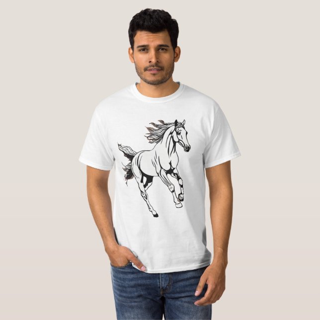 T-shirt Plan d'art de course à cheval - (Devant entier)