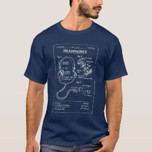 T-shirt Plan de brevet de casque audio
