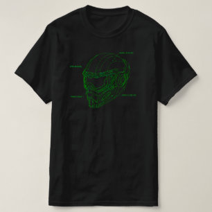 T-shirt Plan de casque cybernétique futuriste à structure