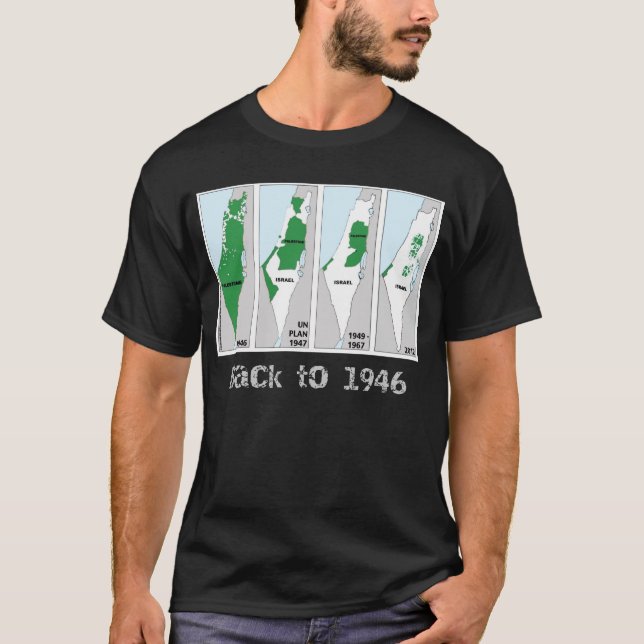T-shirt Plan de la Palestine, Retour à 1946, drapeau de la (Devant)