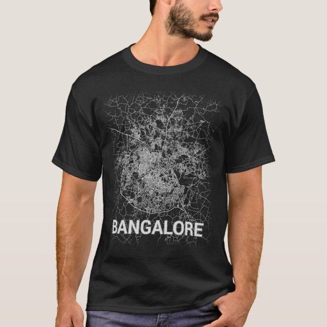 T-shirt Plan de la ville de Bangalore (GRANDE IMPRESSION) (Devant)