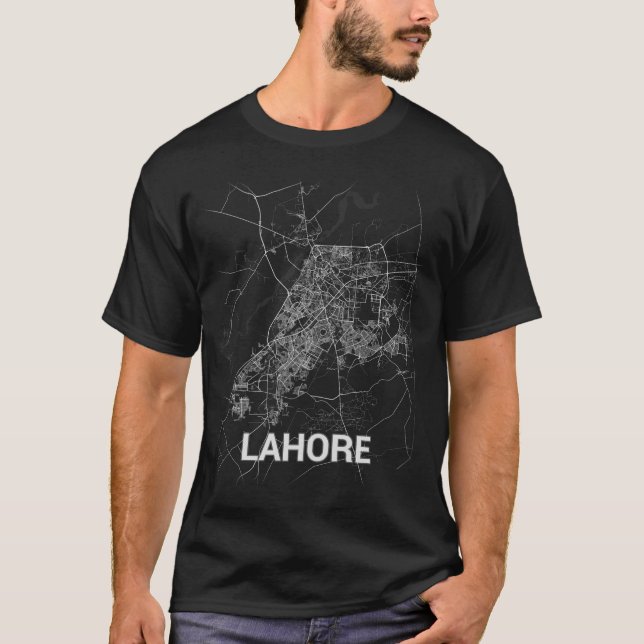 T-shirt Plan de la ville de Lahore (GRANDE IMPRESSION) (Devant)