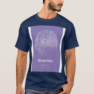 T-shirt Plan de la ville en violet Albuquerque Nouveau-Mex