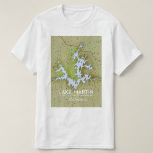 T-shirt Plan de l'affiche de voyage du lac Martin Alabama.