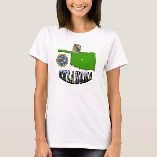 T-shirt Plan de l'Oklahoma - Plan, sceau et texte de l'ima (Devant)